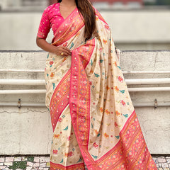 Woven Design Zari Patola Silk Saree With Blouse Piece