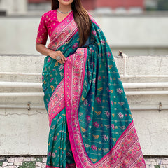 Woven Design Zari Patola Silk Saree With Blouse Piece