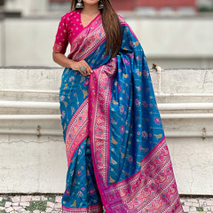 Woven Design Zari Patola Silk Saree With Blouse Piece