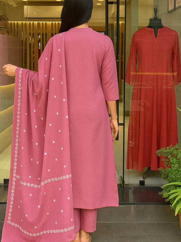 Women's Cotton Embroidered Kurta Pant & Printed Dupatta Set