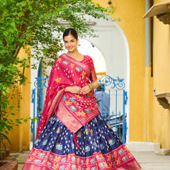 Women's Heavy Lichi Jacquard Lehenga Choli with Printed Dupatta