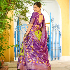 Women's Heavy Lichi Jacquard Lehenga Choli with Printed Dupatta