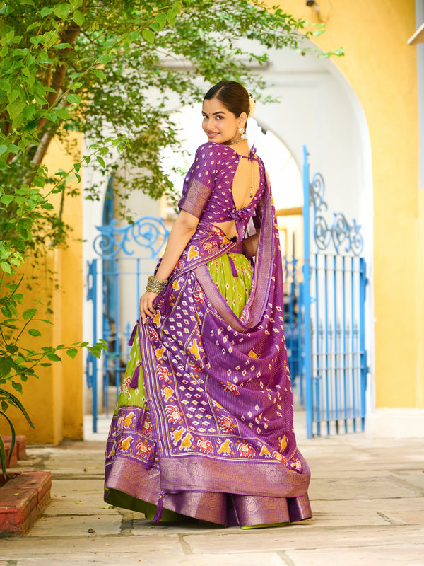 Women's Heavy Lichi Jacquard Lehenga Choli with Printed Dupatta