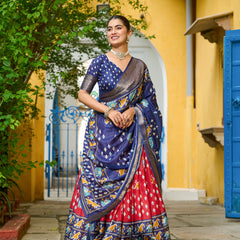Women's Heavy Lichi Jacquard Lehenga Choli with Printed Dupatta