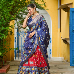 Women's Heavy Lichi Jacquard Lehenga Choli with Printed Dupatta