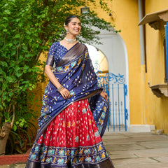 Women's Heavy Lichi Jacquard Lehenga Choli with Printed Dupatta