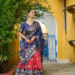 Women's Heavy Lichi Jacquard Lehenga Choli with Printed Dupatta