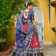 Women's Heavy Lichi Jacquard Lehenga Choli with Printed Dupatta