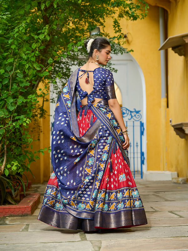 Women's Heavy Lichi Jacquard Lehenga Choli with Printed Dupatta