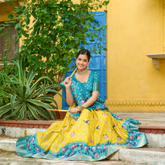 Women's Heavy Lichi Jacquard Lehenga Choli with Printed Dupatta