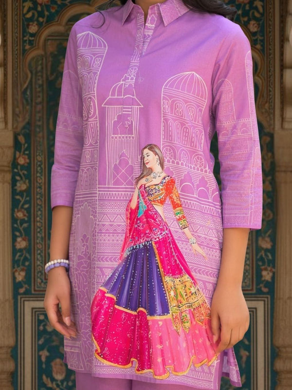 Women A-Line Rayon Co-ord Set With Digital Print
