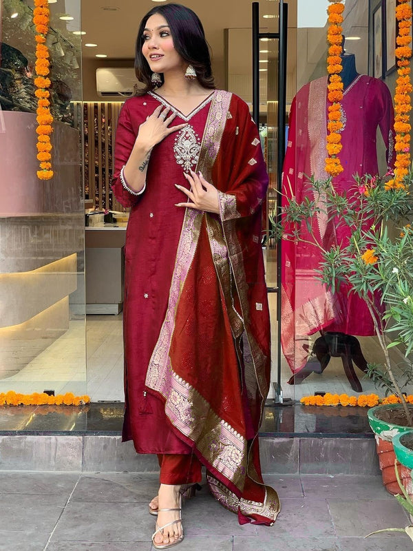 Pure Cotton Kurta Set With Zcard Dupatta