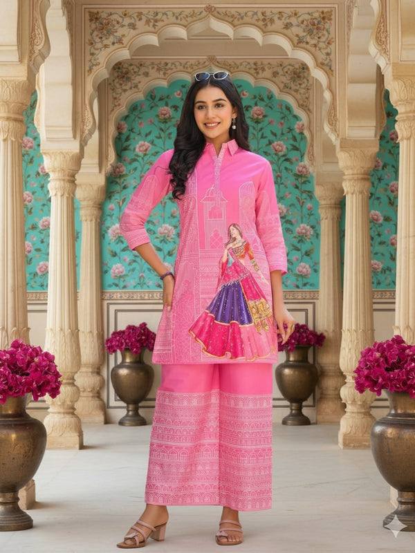 Women A-Line Rayon Co-ord Set With Digital Print