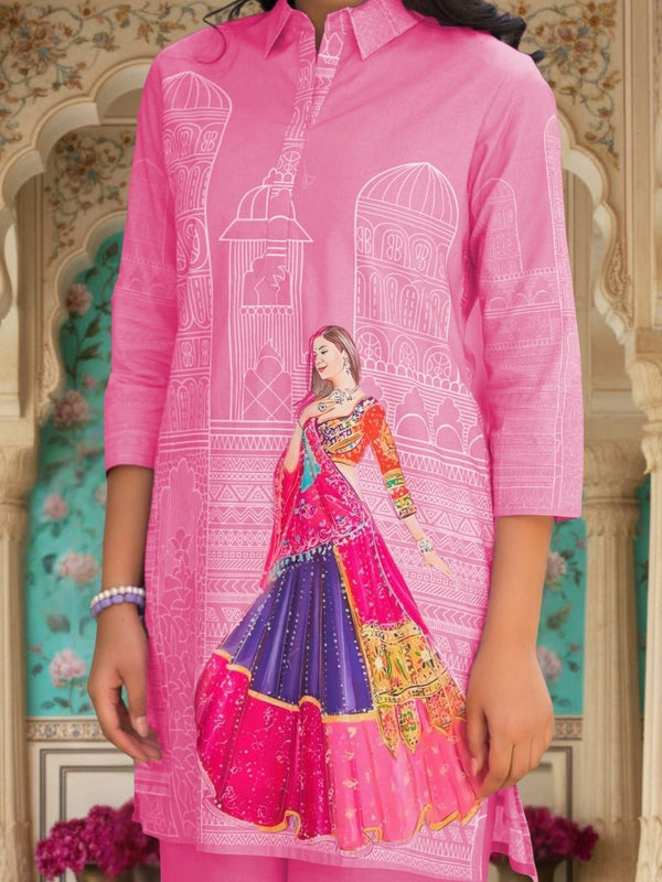 Women A-Line Rayon Co-ord Set With Digital Print