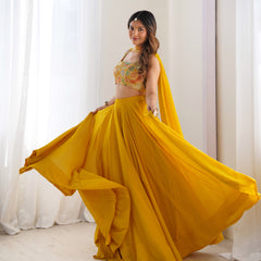 Women's Georgette Embroidered Lehenga Choli with Dupatta