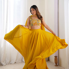 Women's Georgette Embroidered Lehenga Choli with Dupatta