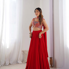 Women's Georgette Embroidered Lehenga Choli with Dupatta