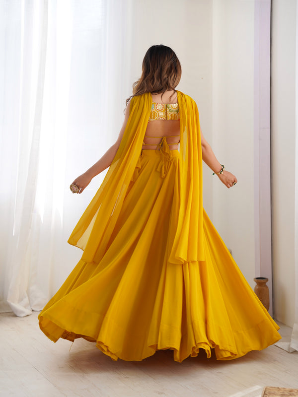 Women's Georgette Embroidered Lehenga Choli with Dupatta