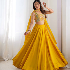 Women's Georgette Embroidered Lehenga Choli with Dupatta