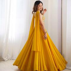 Women's Georgette Embroidered Lehenga Choli with Dupatta