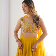 Women's Georgette Embroidered Lehenga Choli with Dupatta