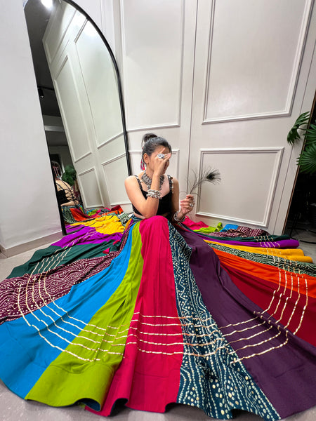 Women's Pure Rayon Printed Lehenga Choli with Gota Patti & Mirror Work