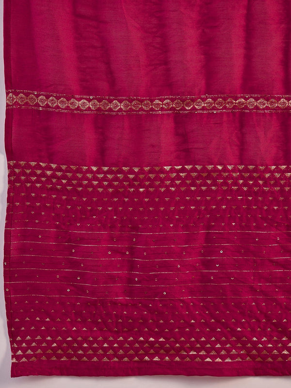 Woven Design Silk Blend Kurta Set with Zari Dupatta