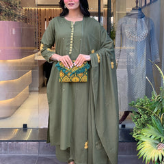 Chanderi Silk Kurta Set With Chanderi Dupatta