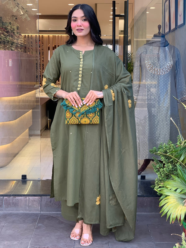Chanderi Silk Kurta Set With Chanderi Dupatta