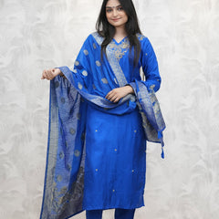 Silk Blend Kurta Set With Zcard Dupatta