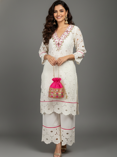 Cotton Embroidered Dress Material