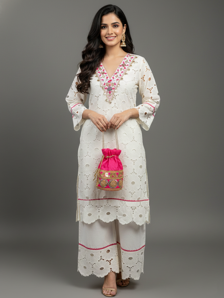 Cotton Embroidered Dress Material