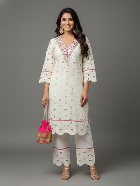 Cotton Embroidered Dress Material