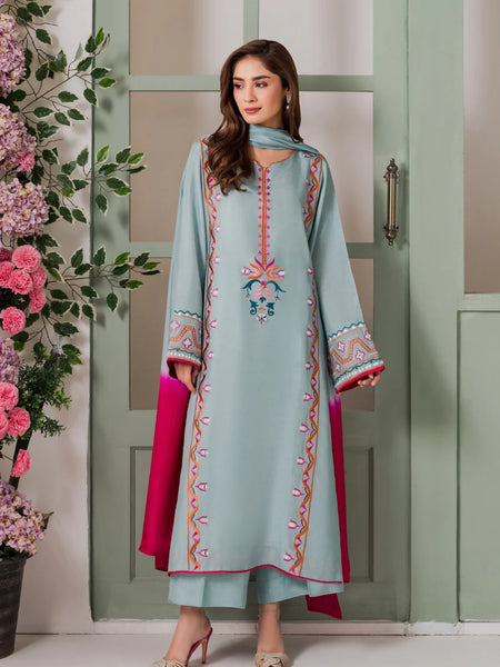 Women's Crepe Embroidered Mirror Work Kurta Pant Set With Dupatta
