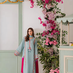 Women's Crepe Embroidered Mirror Work Kurta Pant Set With Dupatta