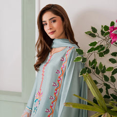 Women's Crepe Embroidered Mirror Work Kurta Pant Set With Dupatta