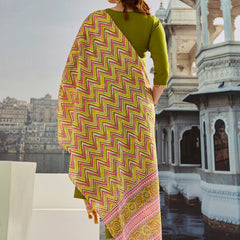 Women's Muslin Cotton Embroidered Kurta Pant & Chanderi Cotton Dupatta Set