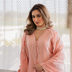 Chanderi Silk Embroidered Kurta Pant Set with Chanderi Dupatta