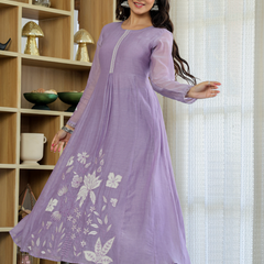 Women's Embroidered Chanderi Silk Kurta with Pant & Chanderi Dupatta Set