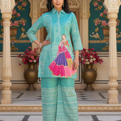 Women A-Line Rayon Co-ord Set With Digital Print