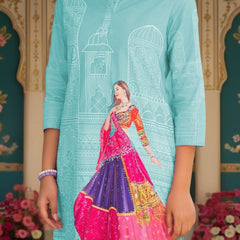 Women A-Line Rayon Co-ord Set With Digital Print