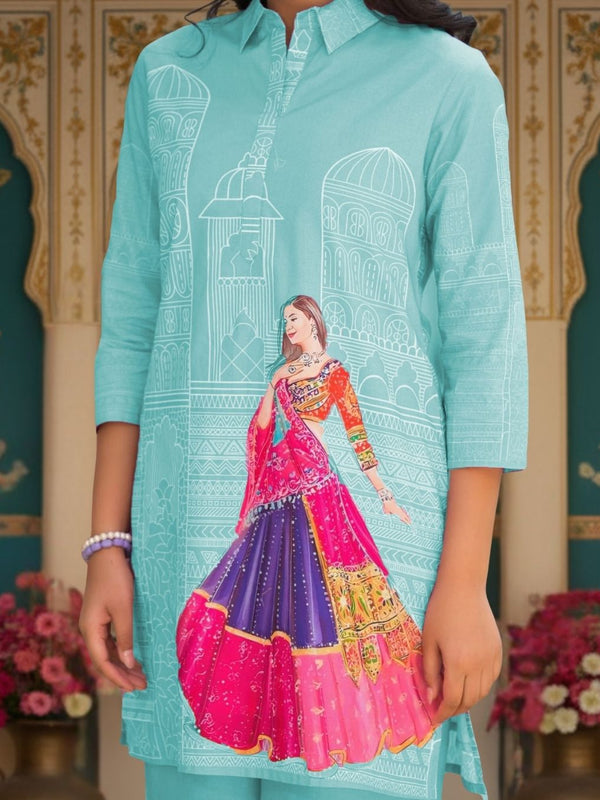 Women A-Line Rayon Co-ord Set With Digital Print