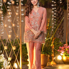 Women's Crunchy Silk Embroidered Co-Ord Set