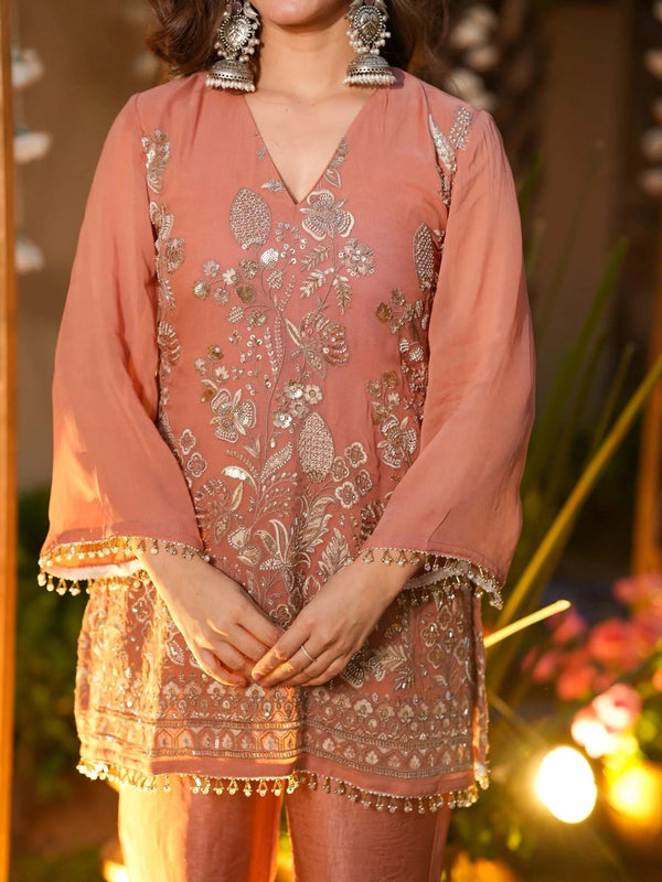Women's Crunchy Silk Embroidered Co-Ord Set
