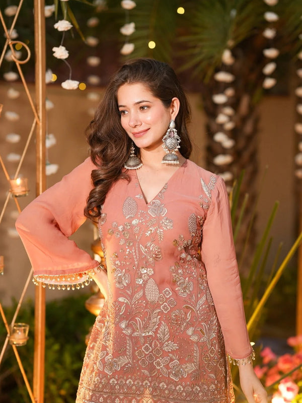 Women's Crunchy Silk Embroidered Co-Ord Set