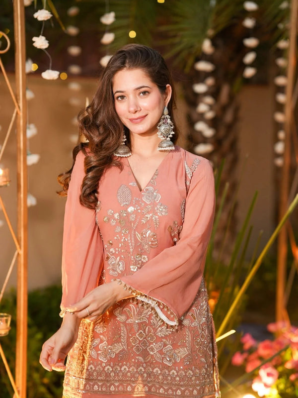 Women's Crunchy Silk Embroidered Co-Ord Set