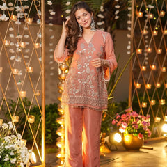 Women's Crunchy Silk Embroidered Co-Ord Set