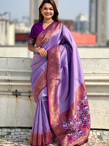 Pure Tissue Kanjivaram Zari Woven Saree With Blouse Piece