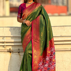 Pure Tissue Kanjivaram Zari Woven Saree With Blouse Piece