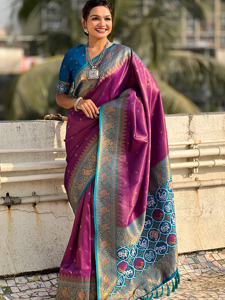 Pure Tissue Kanjivaram Zari Woven Saree With Blouse Piece